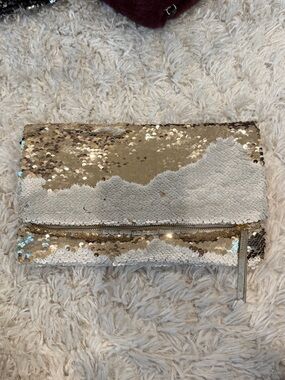 Stella & Dot Gold and Silver Sequin Foldover Clutch